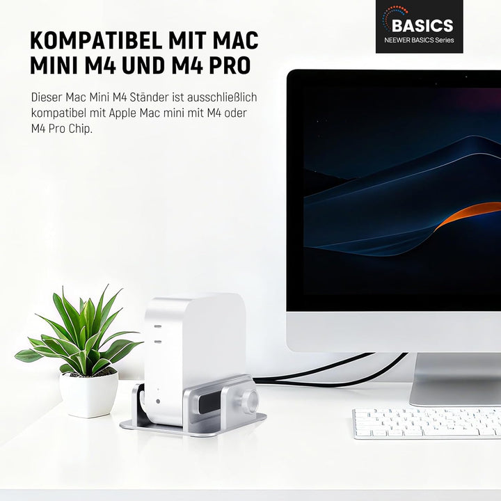 NEEWER Basics Mac mini Ständer mit SSD Halterung, PC Steckplatz aus Aluminiumlegierung, aufrechtes R