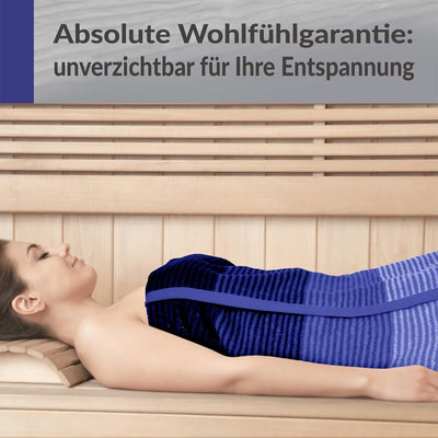 Lashuma Saunatuch Helsinki, Blau - Schwarz, Hochwertiges XXL Handtuch, Badehandtuch Strandtuch 85x20