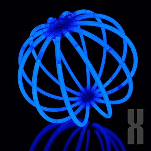 KNIXS 500x Arm-Knicklichter – Blau leuchtend inkl. 500x 3D-Verbinder und 10x Ballverbinder und 7-Loc