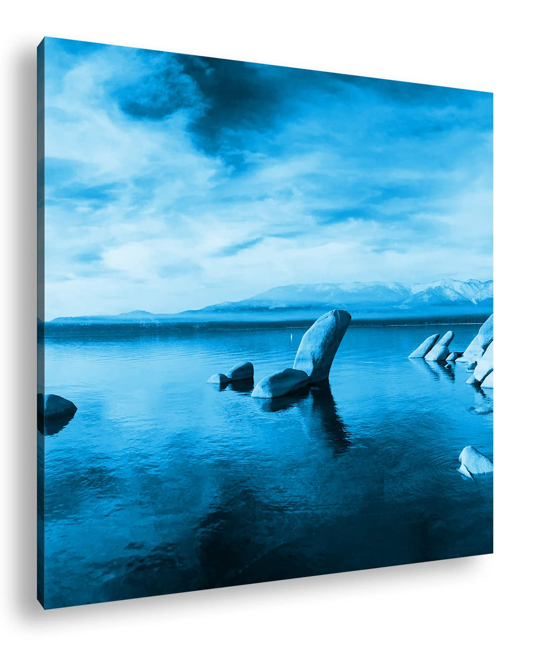 deyoli felsige Küstenlandschaft Format: 60x60 Effekt: Monocrome Blau als Leinwandbild, Motiv fertig