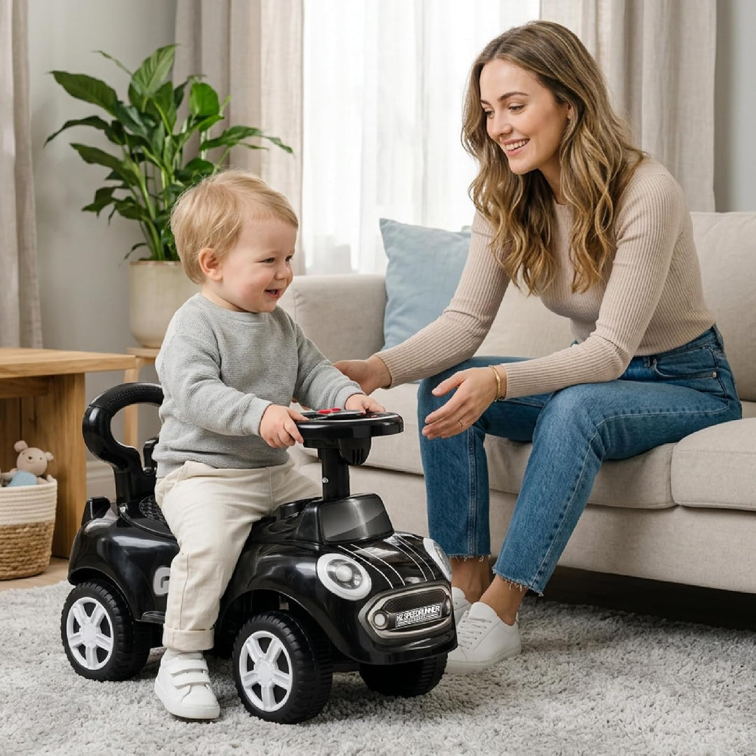 Rutschauto ab 1 Jahr, Lauflernwagen, Kinderauto Indoor, Rutschfahrzeug mit Klängen (Schwarz), Schwar