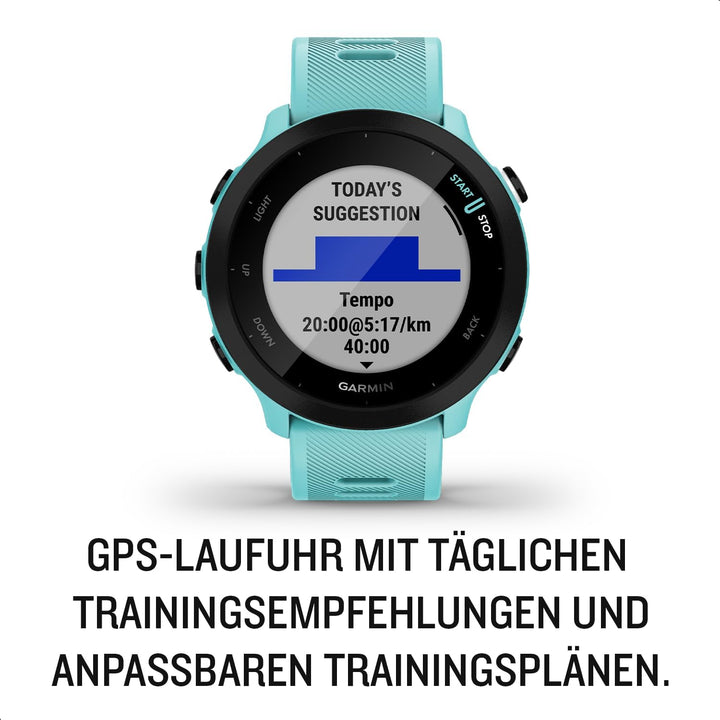 Garmin Forerunner 55 – GPS-Laufuhr mit 1,04“ Always-On-Farbdisplay, täglichen Trainingsempfehlungen,
