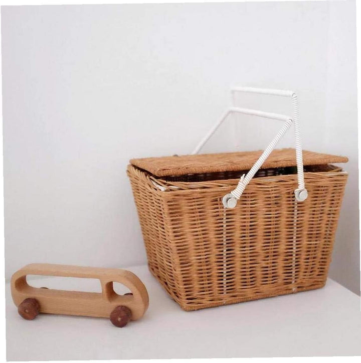 CULER Multifunktionale Rattan Kid Spielzeug Lagerung Eimer Woven beweglicher Picknick-Korb mit Griff