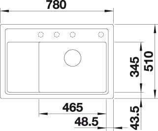 BLANCO ZENAR XL 6 S Compact | SILGRANIT felsgrau | Einbauart: Einbau von Oben | Hauptbecken rechts |