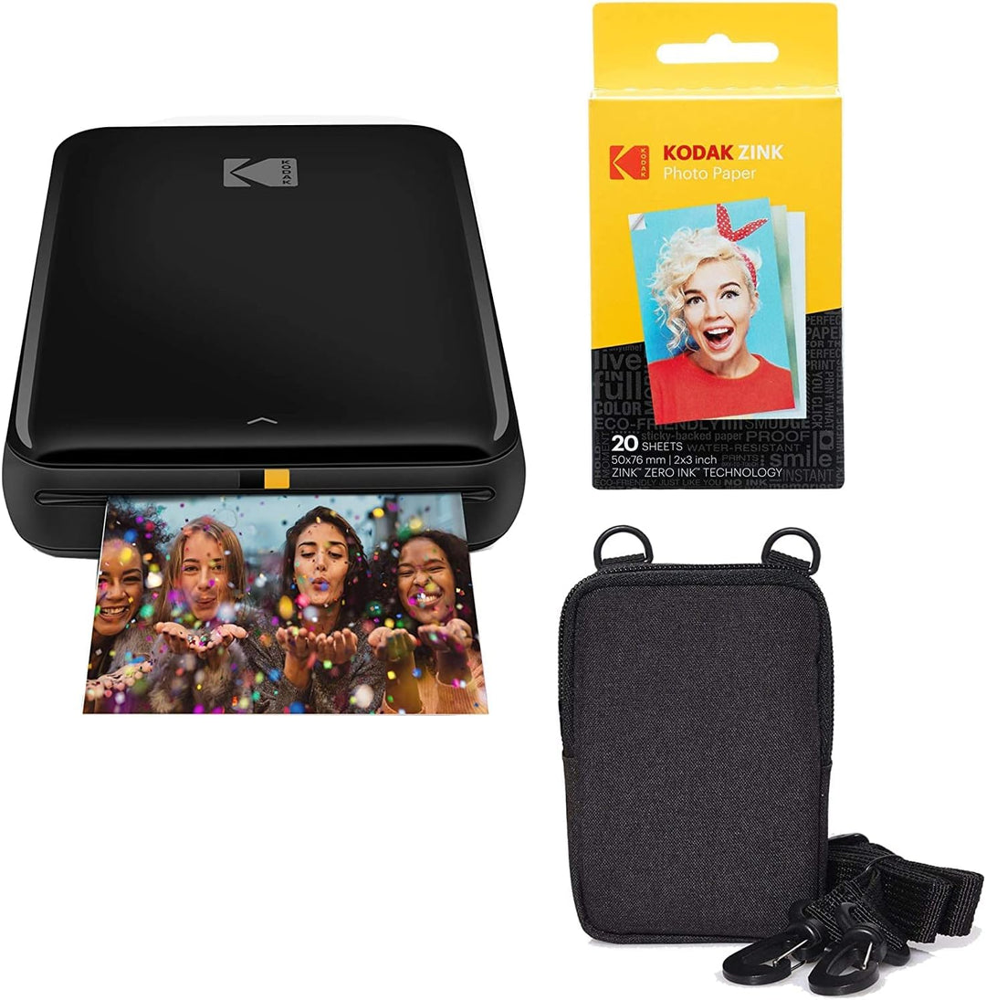KODAK Step Printer Drahtloser mobiler Fotodrucker mit Zink-Technologie (Schwarz) Reiseset Schwarz St