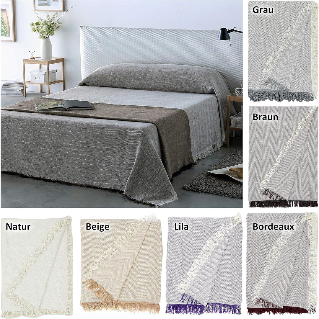 BEAUTEX Tagesdecke - Wohnzimmer Decke aus Baumwolle, Praktischer Überwurf als Sofadecke oder Couchde