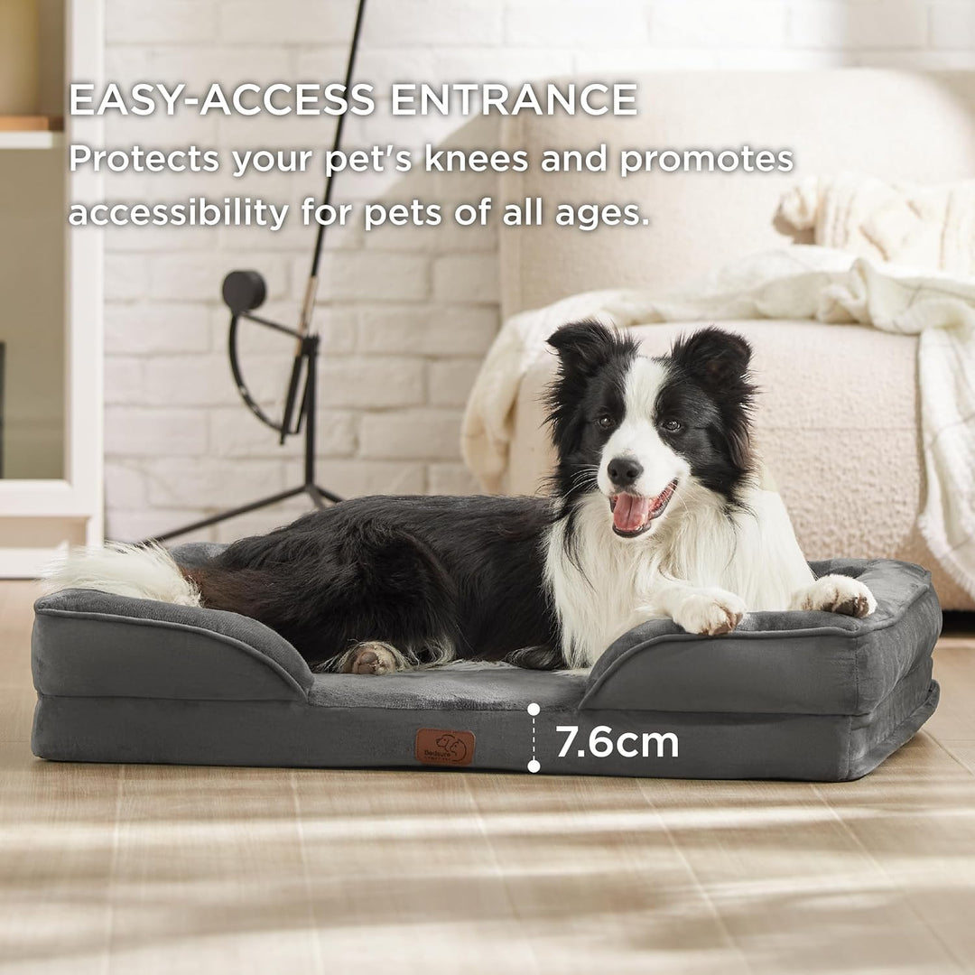 BEDSURE orthopädisches Hundebett Ergonomisches Hundesofa - 89x63 cm Hundecouch mit eierförmiger Kist