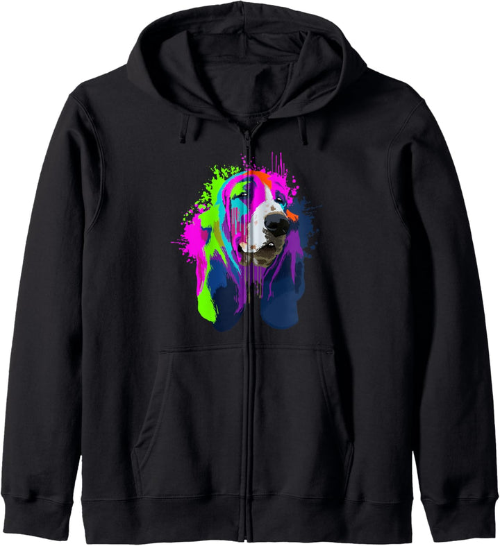Splash Art Basset Hound Hundehalter Geschenkidee Hunde Kapuzenjacke