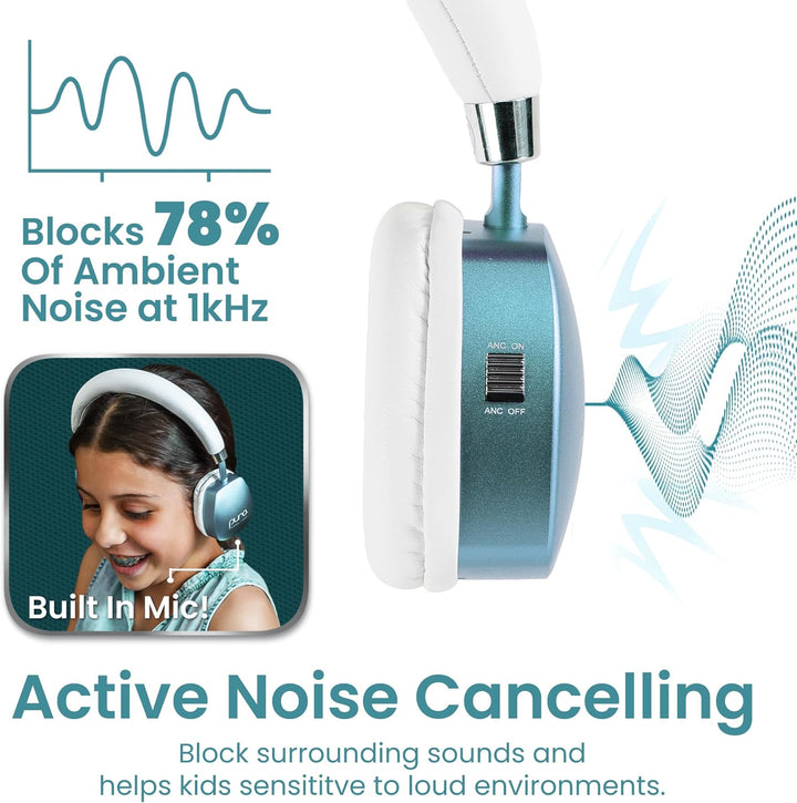 Puro Sound Labs PuroQuiet Plus Lautstärkebegrenzte On-Ear Active Noise Cancelling Bluetooth Kopfhöre