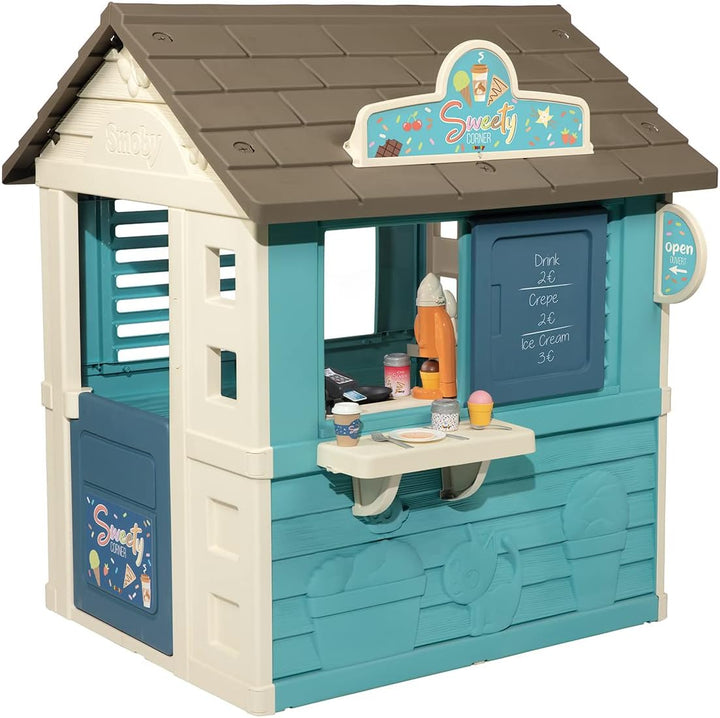 Smoby - Spielhaus Sweety Corner - Kinderspielhaus für drinnen und draussen, mit Verkaufstheke und vi