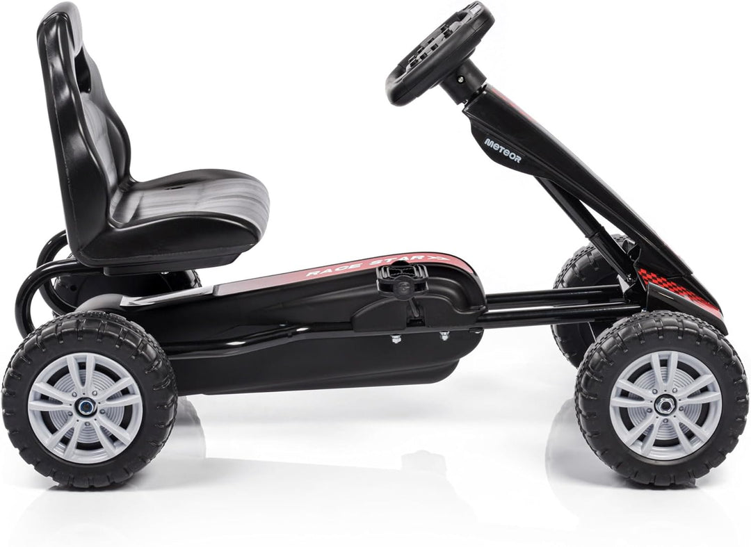 meteor Tretfahrzeug Kinder Gokart mit Pedalen ohne Akku Tretauto mit verstellbarem Sitz Kunststoffrä