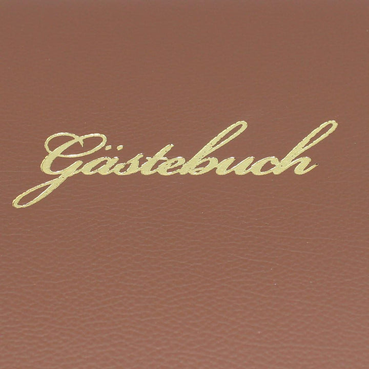 Gästebuch braunes genarbtes Leder mit Goldschnittblock und Prägung"Gästebuch"