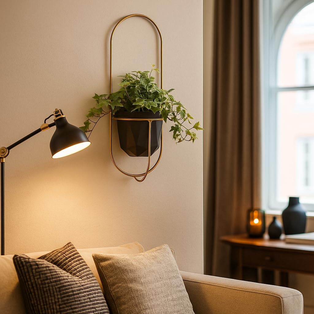 Pflanzregal Wand - Blumenhalter Hängend - aus Metall, Moderne Wand Deko für Wohnzimmer, Jugendzimmer