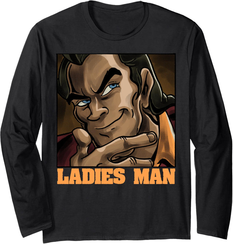 Disney Beauty And Beast Gaston Ladies Man Portrait Langarmshirt