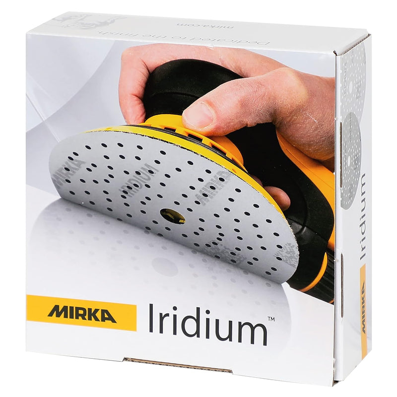 Mirka Iridium Premium-Schleifpapier Ø 150mm Klett 121-Loch, Korn 1000, 50 Stk / Zum Schleifen von La