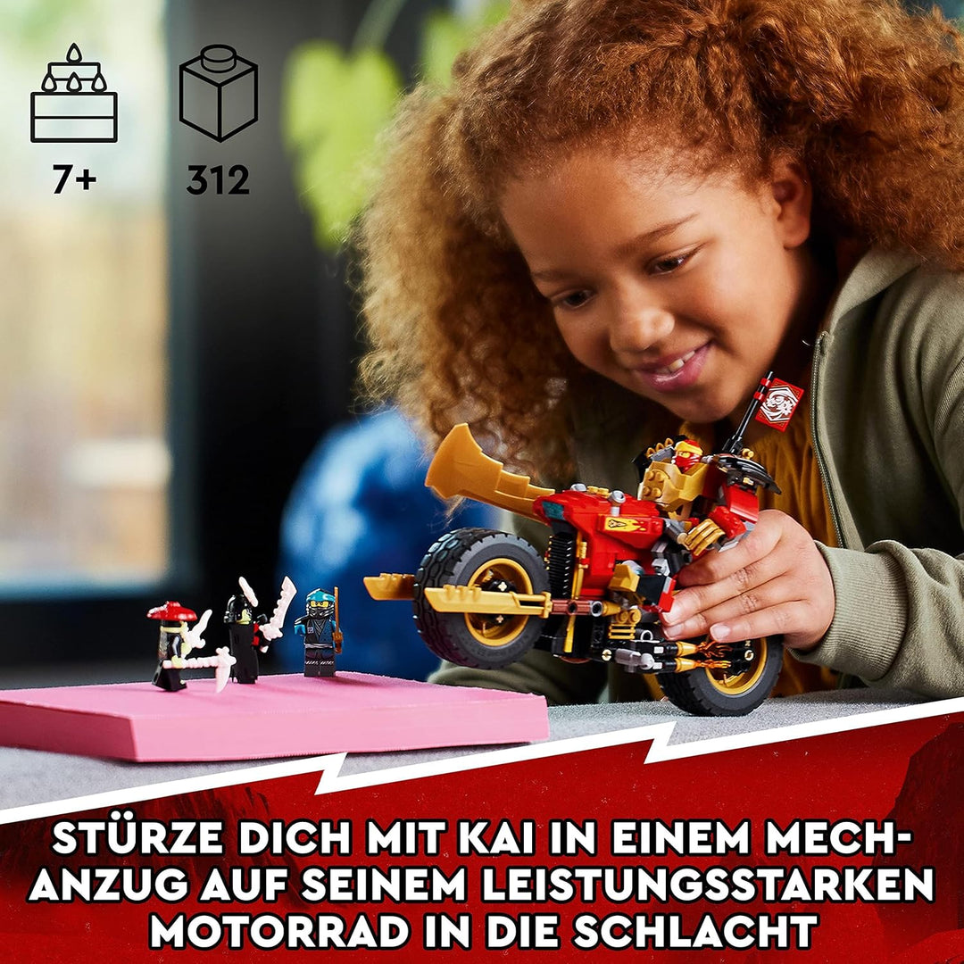 LEGO 71783 NINJAGO Kais Mech-Bike EVO, Aufrüstbares Ninja-Motorrad Spielzeug mit 2 Minifiguren – Kai