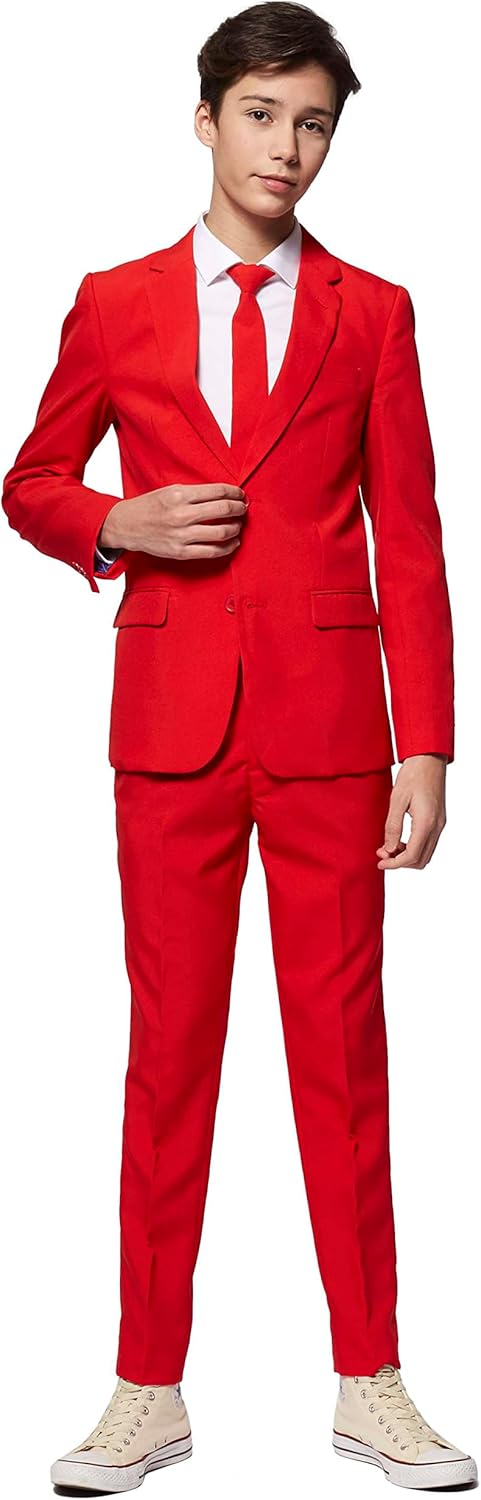 OppoSuits Einfarbiger Anzug für Teenager-Jungen in Glorious Green - Abschlussball- und Hochzeitsfeie