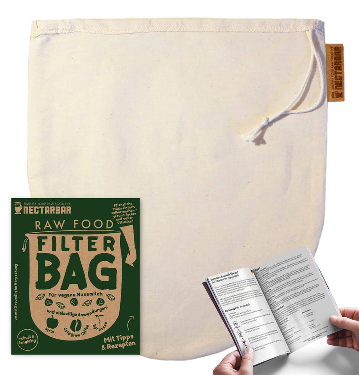 Nussmilchbeutel Baumwolle 24 x 27 cm – handgefertigt – Eco Nut Milk Bag – Filterbeutel für Mandelmil