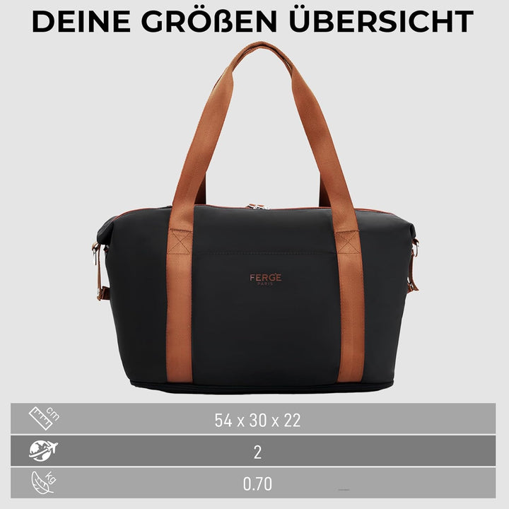 FERGÉ Reisetasche erweiterbar Milano Weekender Kabinengrösse Sporttasche Nano-Mesh schwarz Schwarz 1