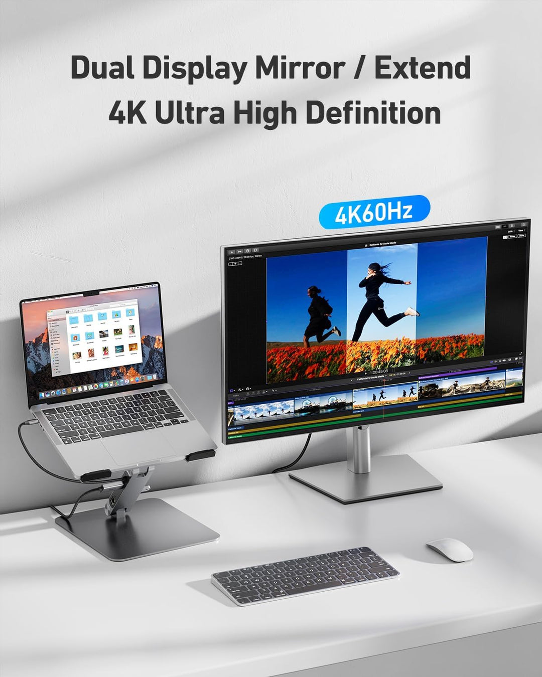 BENFEI Laptop Ständer mit 6-in-1 USB C Dockingstation: HDMI (4K@60Hz), Gigabit-LAN, 100W Power Deliv