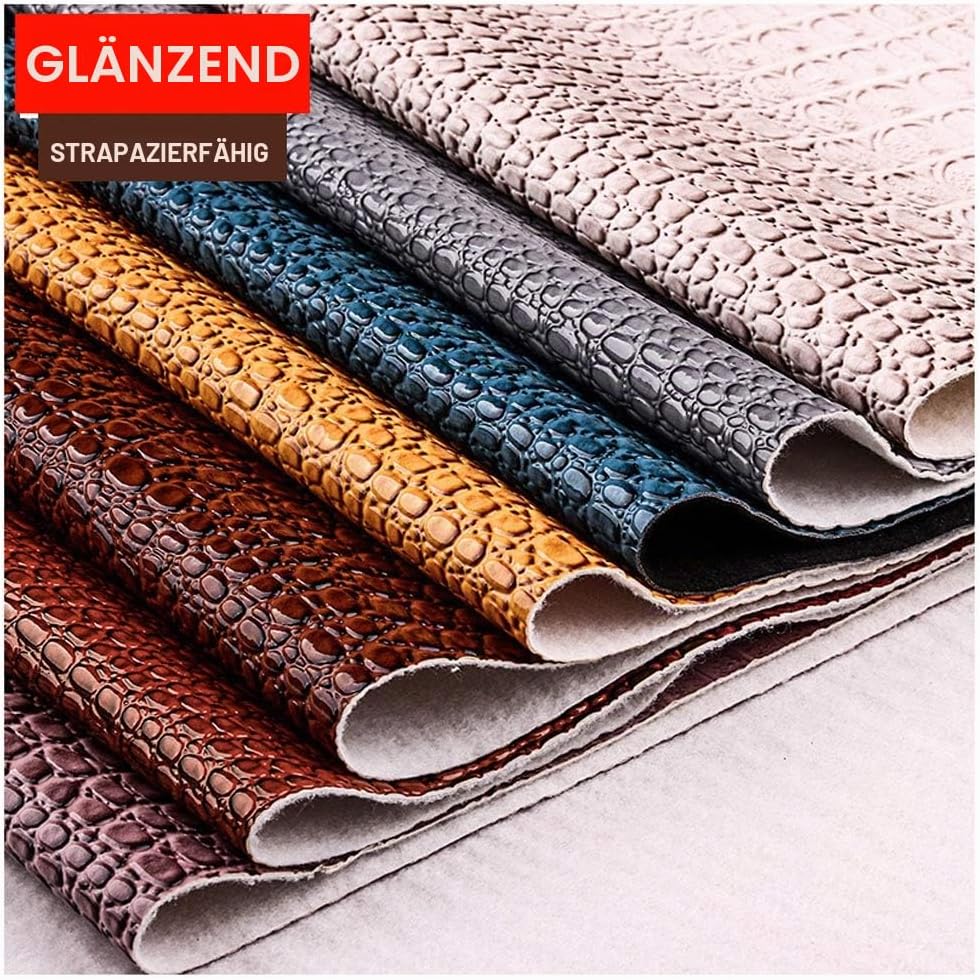 NIANTONG Kunstleder Stoff Krokodilmuster Glänzender PU-Kunstleder Polsterstoff Meterware 138 cm Brei