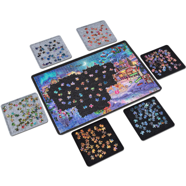 Lavievert Jigsaw Puzzle Brett zur Puzzle Aufbewahrung mit 6 Sortierfächern für bis zu 1000 Teile – S