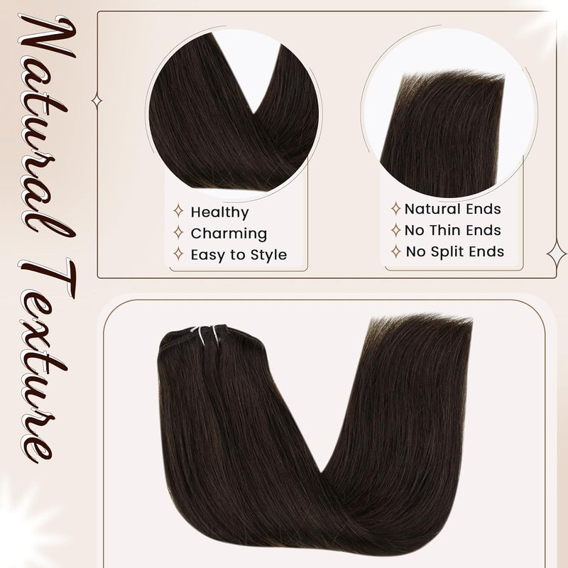 Hetto Clip in Extensions Echthaar Braun Extensions Clip in Echthaar Remy Clip in Haarverlangerung Ex