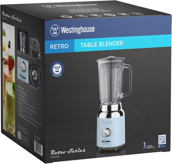 Westinghouse Retro-Standmixer, 1,5 L, Smoothie-Maker & Eiscrusher, 4 Geschwindigkeiten, Glaskanne, 6