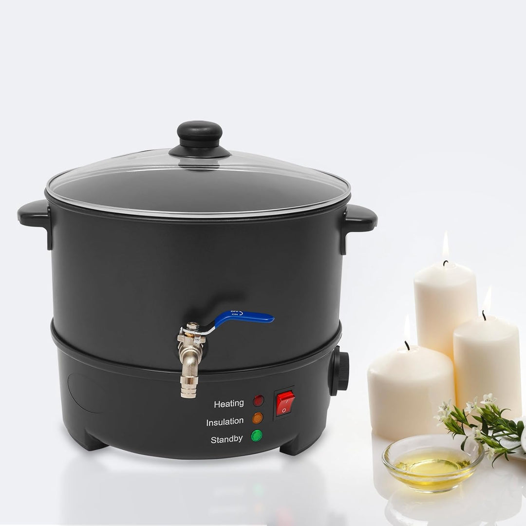 BZYFJB 8L Edelstahl-Wachsschmelztopf mit Rührlöffel & Deckel - Einstellbare Temperatur (50-100°C) fü