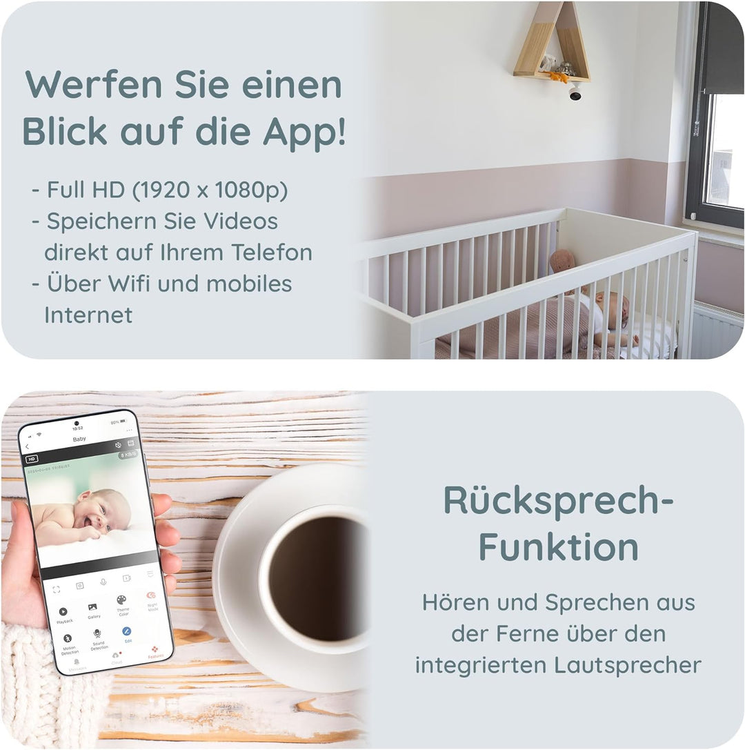 Alecto Smartbaby5 Babyphone mit Kamera - WLAN Babyphone mit Kamera - Gegensprechfunktion - Infrarot-
