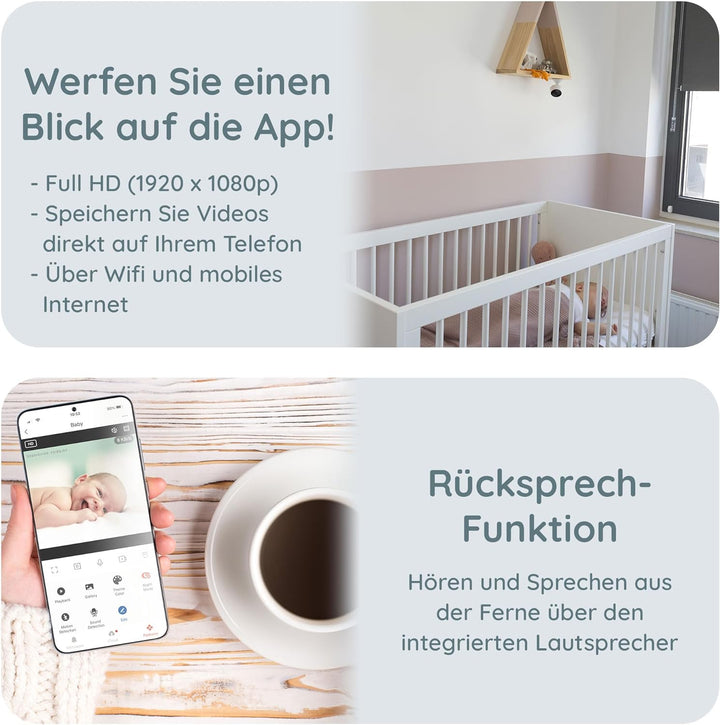 Alecto Smartbaby5 Babyphone mit Kamera - WLAN Babyphone mit Kamera - Gegensprechfunktion - Infrarot-