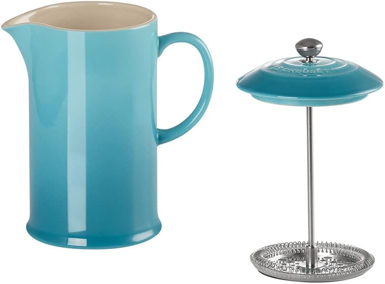 Le Creuset Kaffee-Bereiter/French Press mit Edelstahl-Presseinsatz, 800 ml, Steinzeug, Karibik