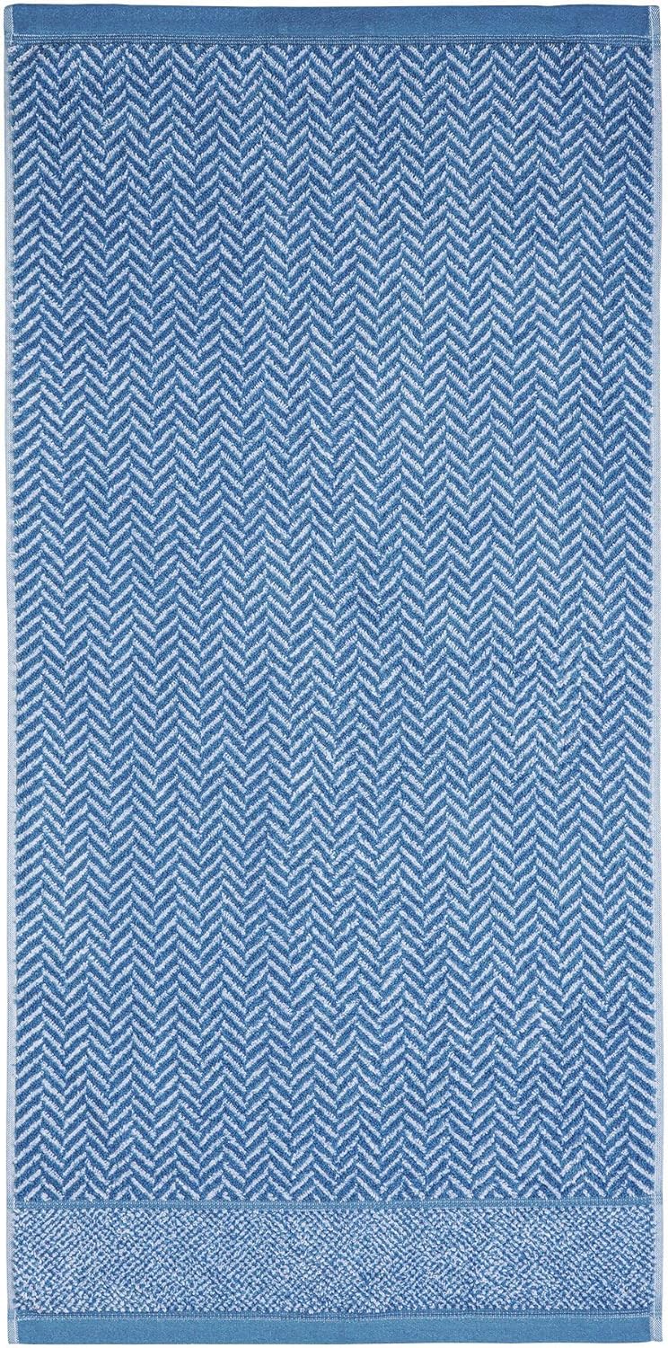 herzbach home Handtuch Duschtuch Set 100% Baumwolle Gemustert (Blau/Weiss, 2 Duschtücher 70x140 cm)
