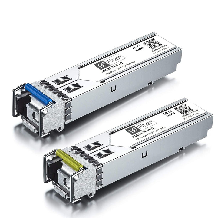 H!Fiber.com 1.25G SFP Bidi Transceiver, 1000Base-BIDI 1550nm/1310nm SMF, a Paar Single-Mode SFP Modu