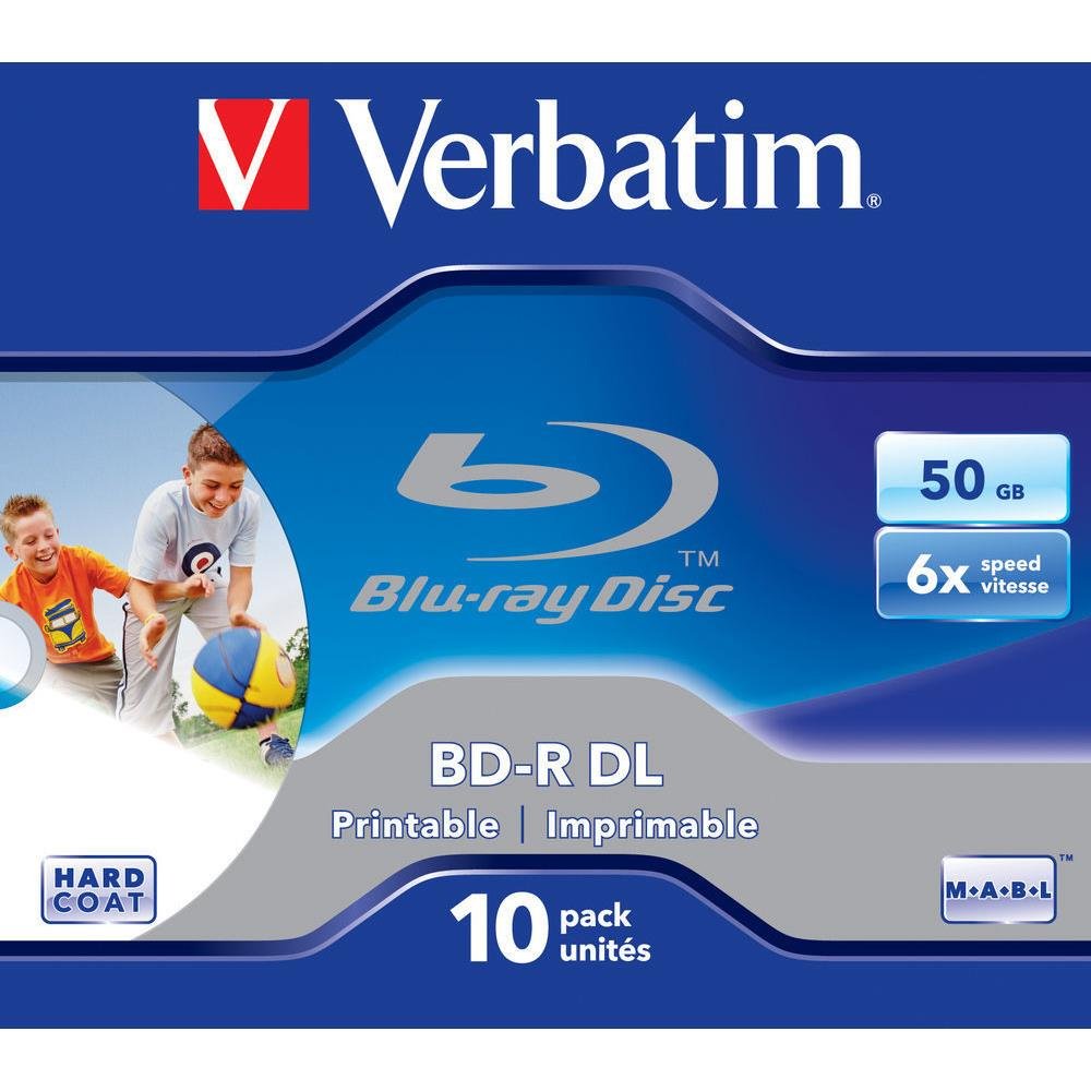 Verbatim BD-R Dual Layer Blu-ray Rohlinge 50 GB, Blu-ray-Disc mit 6-facher Schreibgeschwindigkeit, m