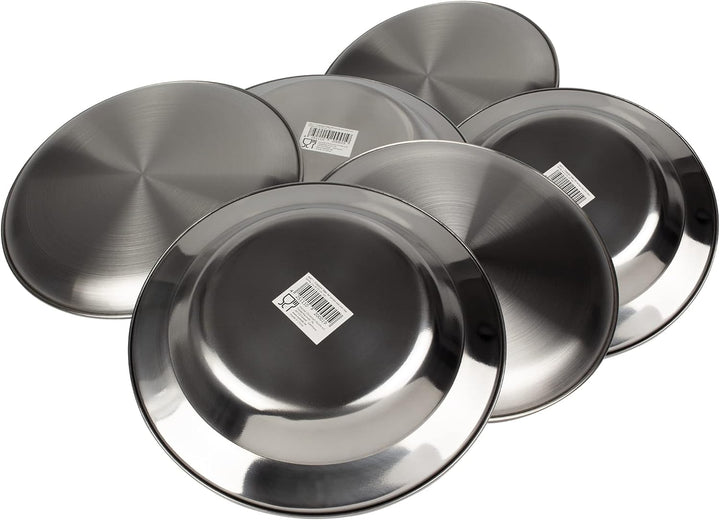 Black Snake® Camping Teller Set 3 flach & 3 tief - Edelstahl Essteller - robustes Outdoor Geschirr f