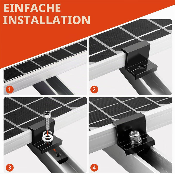 GETLITOOL Solarmodul Halterung 35mm Endklemme Kit, 10x Solarpanel Z Halterung Randklemme für Photovo