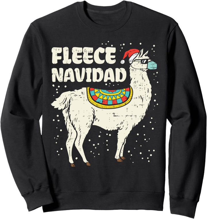 Fleece Navidad Santa Llama In Mask Christmas Quarantine Gift Sweatshirt