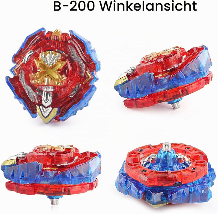 Gyros Turbo Set, 4D Metall Fusion Kampf Kreisel, Mit Battling Top Launcher, Geschenk-Sets,(B-187+B-2