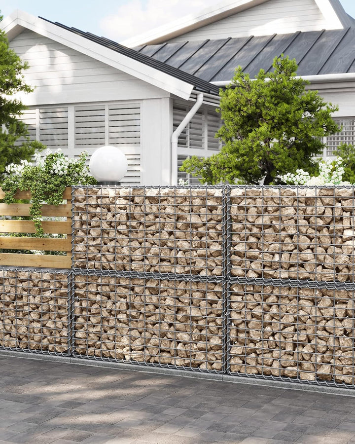 SONGMICS Gabionenkörbe, Metall-Steinkörbe mit 5 x 10 cm Maschenweite für Mauersteine, verzinkt, Stei