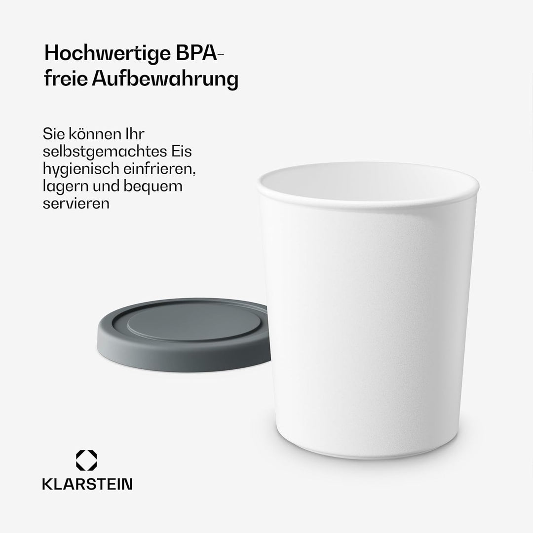Klarstein Eisbehälter Für Speiseeis – 2x 1L, Spülmaschinenfest, Mit Deckel, Kunststoff, Für Selbstge