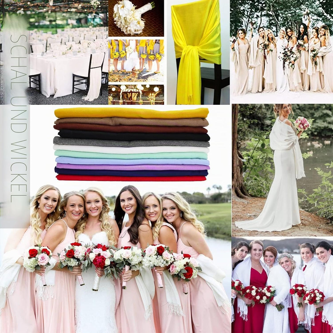 Pashmina Schals und Wraps Schals für Damen Hochzeit Party Winter Warme Lange Solid Color Marine, Mar