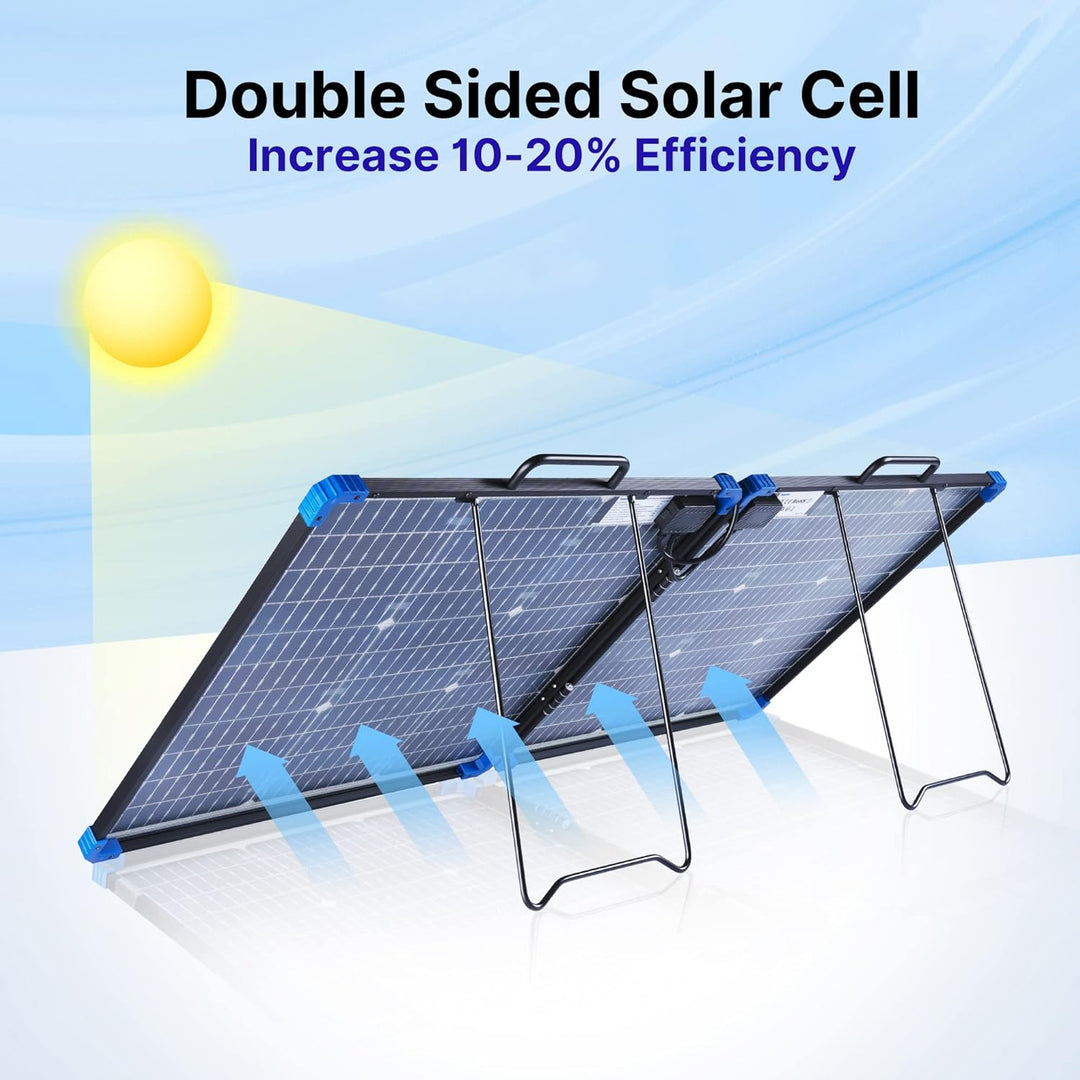 Solarpanel Faltbar 100W 18V Bifaziales Solarmodul für Tragbares Powerstation Solargenerator Camping