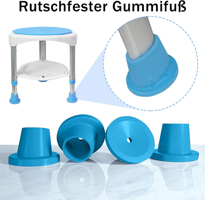 XMTECH 360°Drehbarer Duschhocker Duschstuhl Badestuhl 45-57cm Höhenverstellbar Badehocker Badhocker