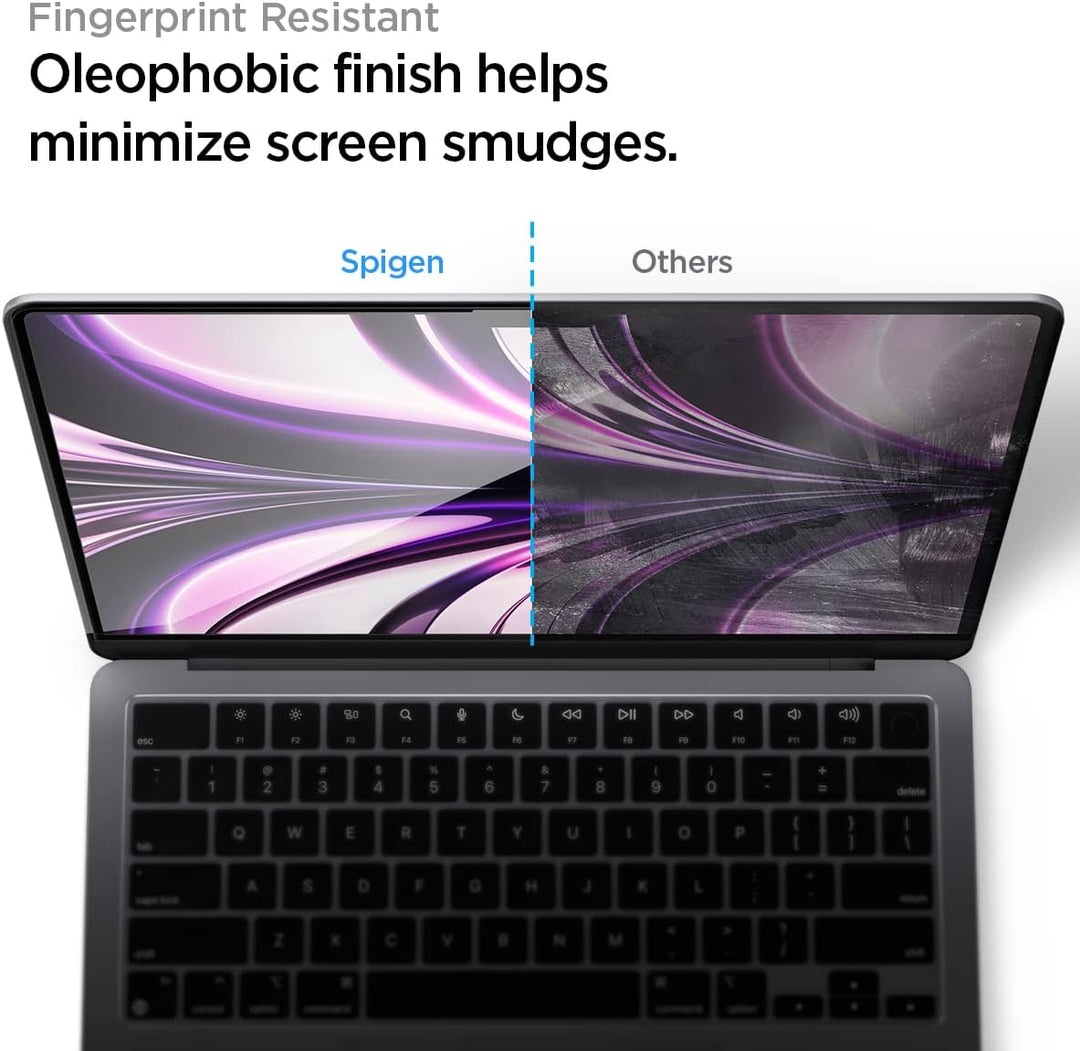 Spigen Glas.tR Slim Displayschutz für MacBook Air 13.6 Zoll mit M3/M2 Chip (ab 2022), Kristallklar,