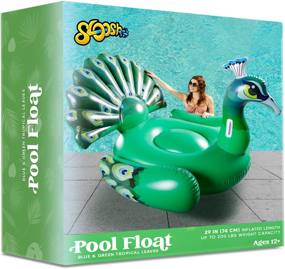 JOYIN Riesiger Aufblasbarer Pfau Pool Floss, Luxus Schwimmring & Pool Lounge für Erwachsene und Kind