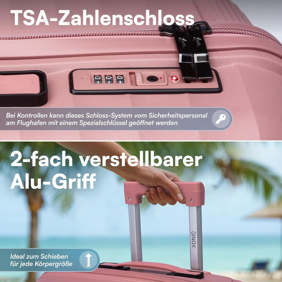 Xonic® Hartschalenkoffer L für 65L - Bruchsicherer Rollkoffer Polypropylen mit 360° Doppelrollen & T