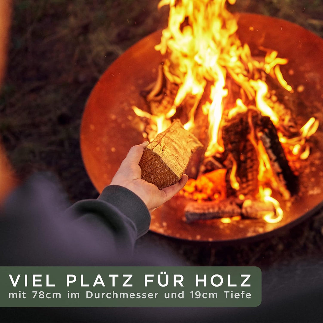 WALDWERK Design Feuerschale - Feuerschalen für den Garten - Feuerstelle aus 2mm dickem Stahl - Feuer