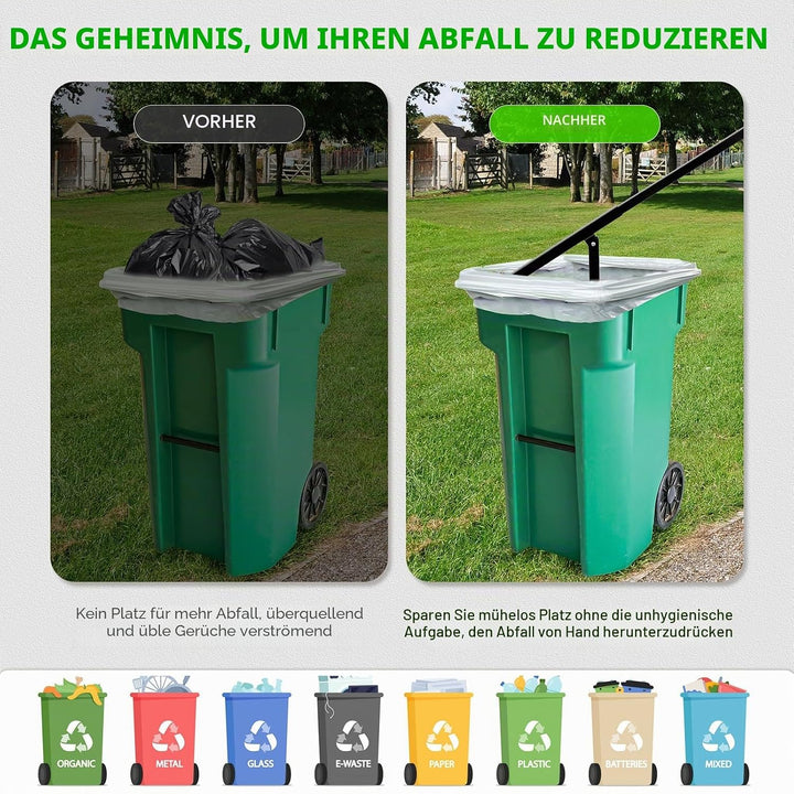 Manueller Müllverdichter Müllpresse Höhenverstellbare für 120L-360L | Tonnen Presse Hygienisch Müllt