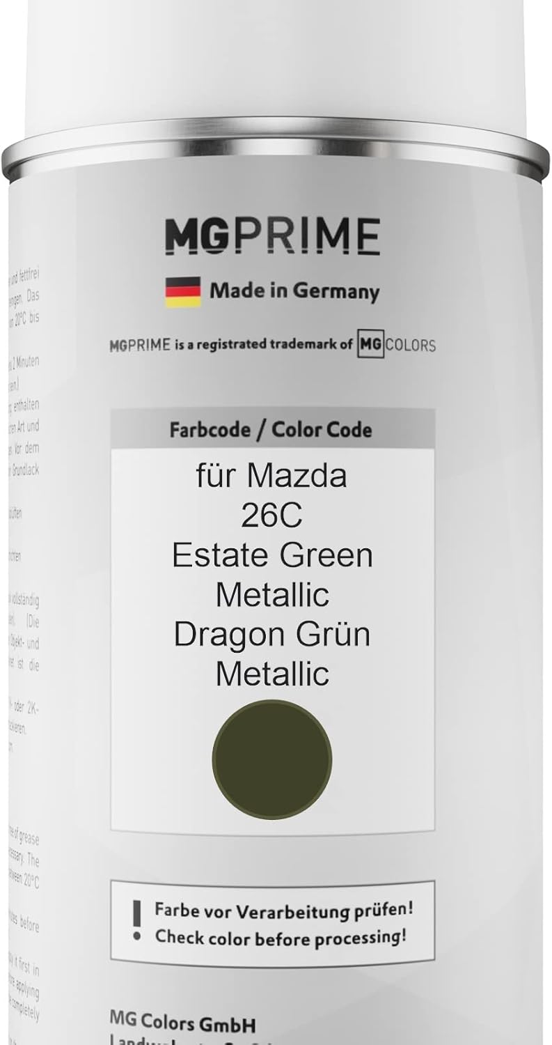 MG PRIME Autolack Sprühdosen Set für Mazda 26C Estate Green Metallic/Dragon Grün Metallic Basislack
